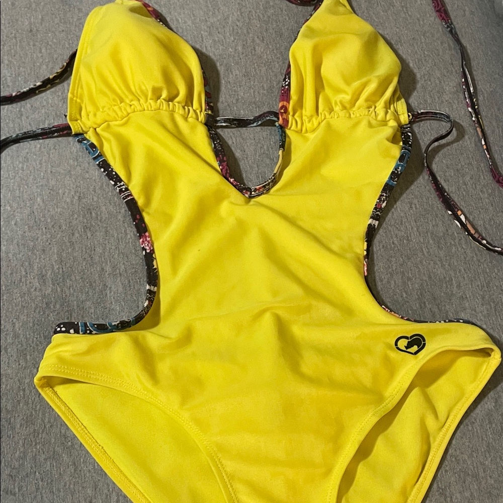 Sunny Yellow Juniors One Piece Swimsuit